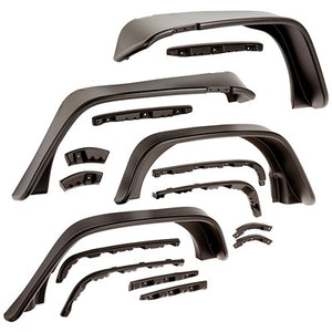 Bushwacker Fender Flares Flat Style 4 Pc for Jeep Wrangler JKU 2007-14