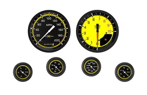 Classic Instruments Autocross Yellow 6 Gauge Set 2-1/8 Full Sweep AX151YBLF