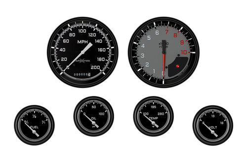 Classic Instruments Autocross Grey 6 Gauge Set 2-5/8 Short Sweep AX251GBLF