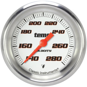 Classic Instruments Velocity White Temperature Gauge 2-5/8 Full Sweep VS326WAPF-06