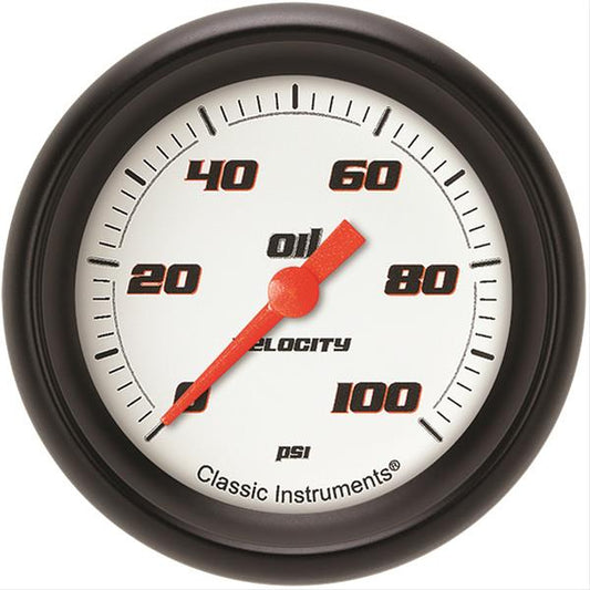 Classic Instruments Velocity White Oil Pressure 2-5/8 Full Sweep VS381WBPF