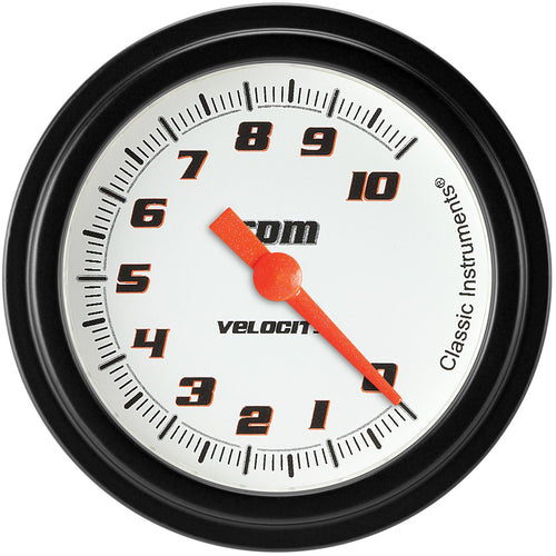 Classic Instruments Velocity White Tachometer 2-5/8 Full Sweep VS383WBLF