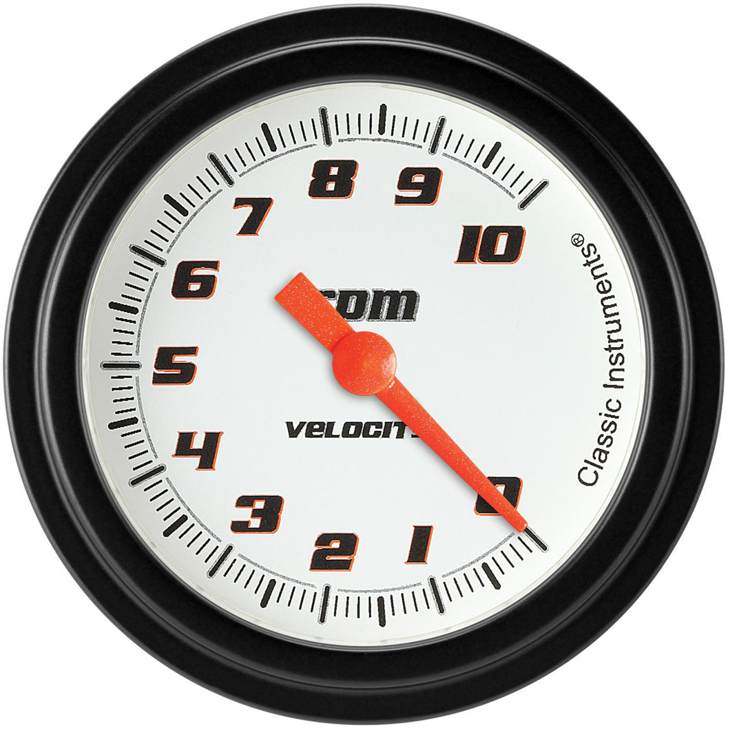 Classic Instruments Velocity White Tachometer 2-5/8 Full Sweep VS383WBLF