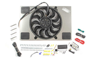 Derale Powerpack - High Output Single 14'' Electric RAD Fan/Aluminum Shroud Kit w/PWM Controller - 23-7/16''W x 15-7/16''H x 2-3/4''D