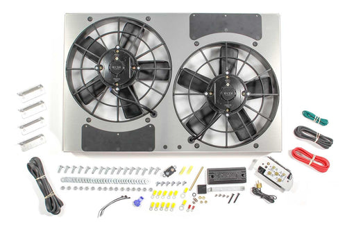 Derale Powerpack - High Output Dual 11'' Electric RAD Fan/Aluminum Shroud w/PWM Controller - 24''W x 15-1/2''H x 4''D