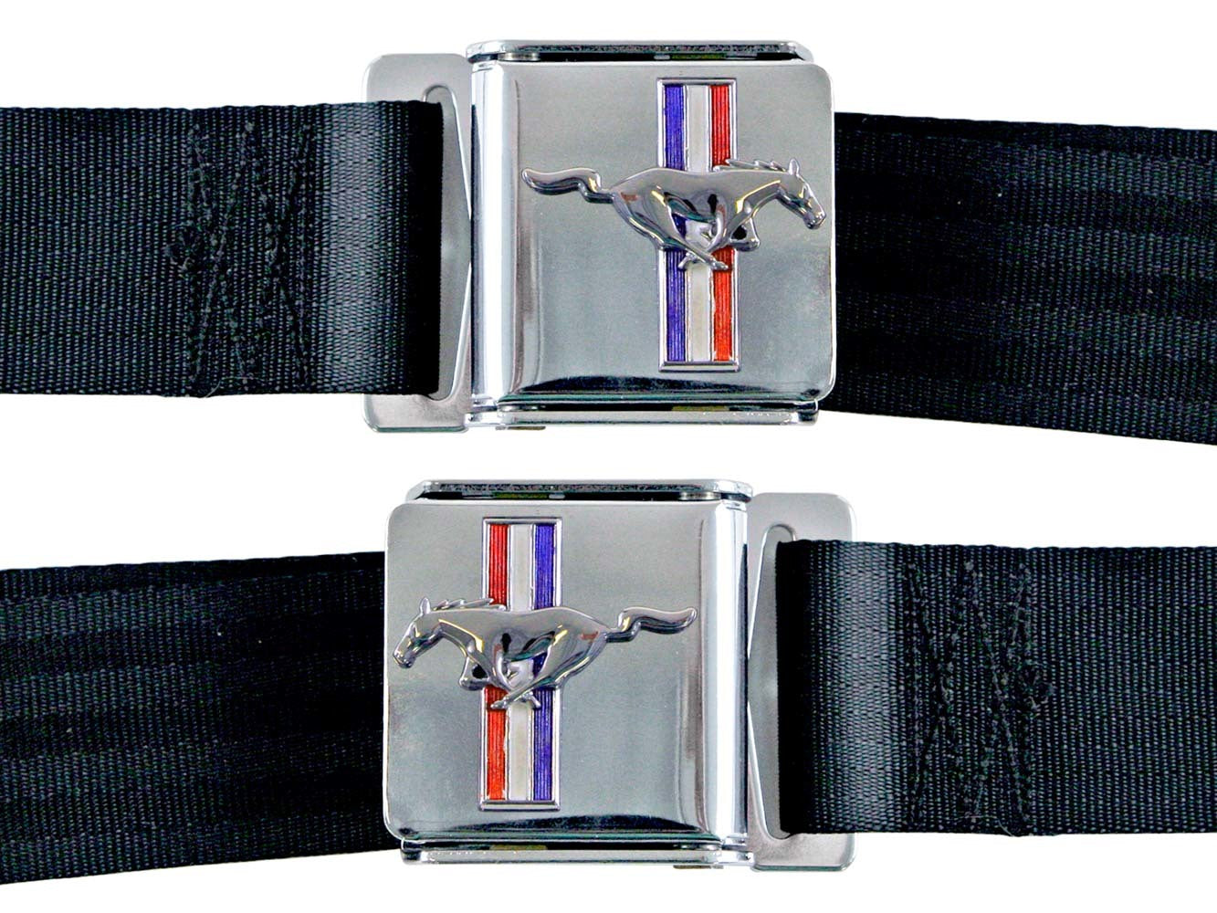 Drake Muscle Cars Seat Belts w/Mustang Emblem 64-73 Mustang  8449