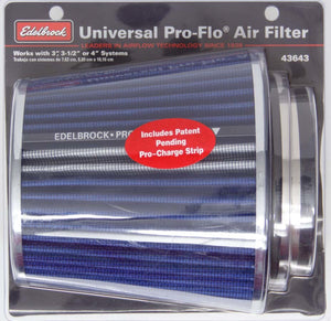 Edelbrock Pro-Flo Air Filter Cone 6.70" Tall Blue/Chrome