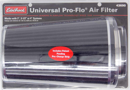 Edelbrock Pro-Flo Air Filter Cone 10.5" Tall Black/Chrome