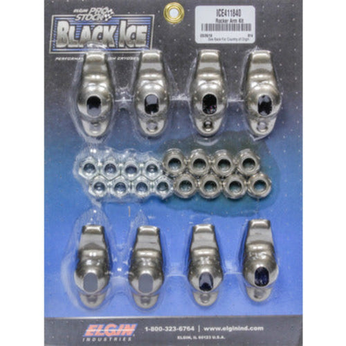 Elgin SBC Black Ice Rocker Arm Kit 1.50 Ratio 7/16 Stud