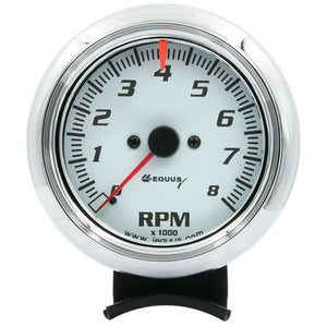 Equus 3-3/8" White Tachometer E5078