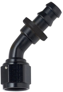 Fragola Hose Fitting #16 45-Degree Push Lock Black 204516-BL