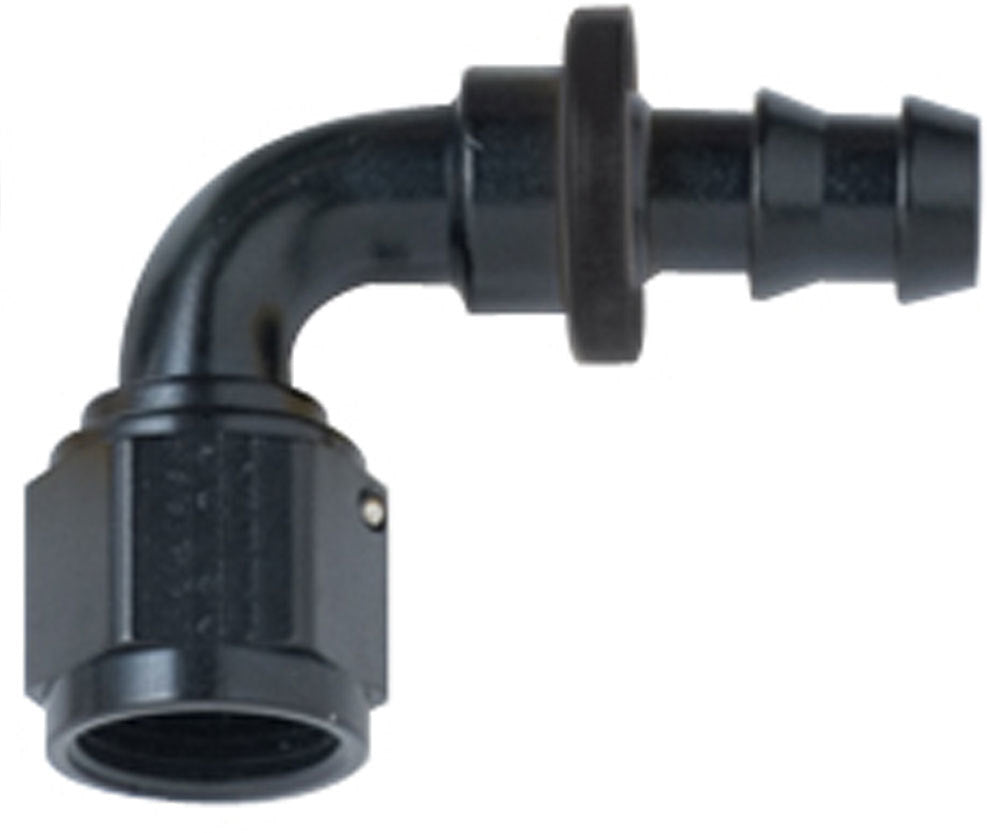 Fragola Hose Fitting #16 90-Degree Push Lock Black 209016-BL