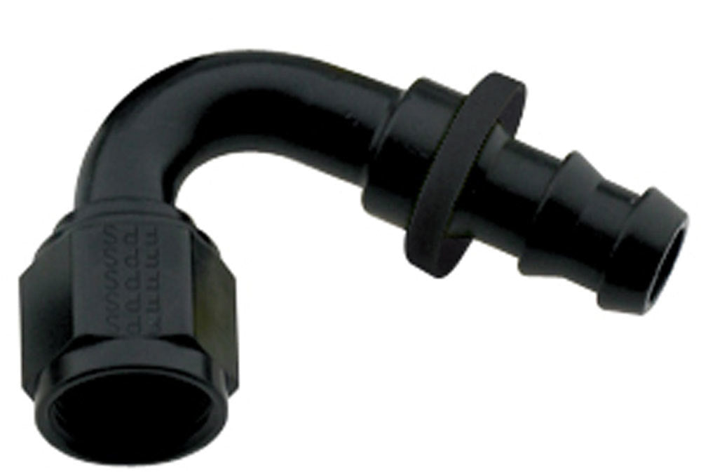 Fragola Hose Fitting #8 120-Degree Push Lock Black 212008-BL