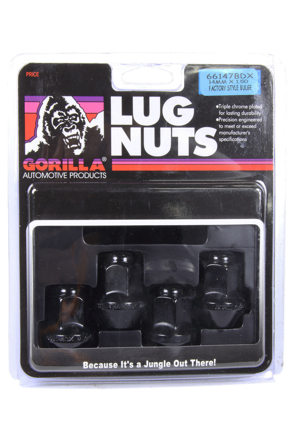 Gorilla Lug Nuts 14mm x 1.50 Black Chrome (4pk) 66147BDX