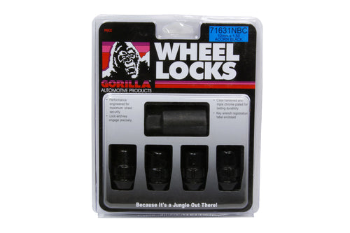 Gorilla Wheel Locks 12mm x 1.5 Black Chrome (4pk) 71631NBC