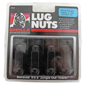 Gorilla Lug Nuts Acorn Bulge 14 mm x 1.5 Black X-Long (4pk) 91147XLBC