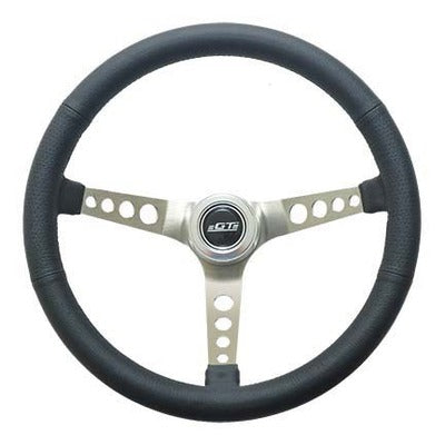 GT Performance Steering Wheel Retro Leather Stainless Spokes