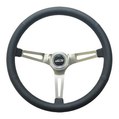 GT Performance Steering Wheel Retro Leather Stainless Spokes