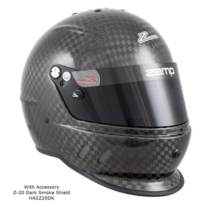 Zamp RZ-65D Dirt Carbon Helmet (Solid) - with Z-20 Dark Smoke Shield - Front View