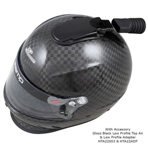 Zamp RZ-65D Dirt Carbon Helmet (Solid) - Gloss Black Low Profile Top Air and Low Profile Adapter