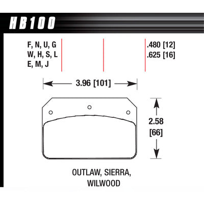 Hawk Brake Pads HB100N480 Dynalite/2000 HP Plus