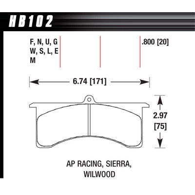 Hawk Brake Pads HB102U800 Wilwood GN AP DTC-70
