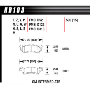 Hawk Brake Pads HB103E590 GM D-52 Blue Pad