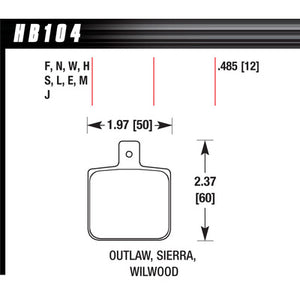 Hawk Brake Pads HB104J485 Brake Pad Set-Race DR97 Wilwood Dynalite Single