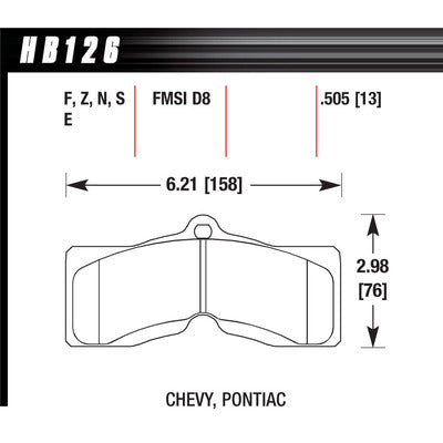 Hawk Brake Pads HB126F505 Performance Street GM F-Body/Corvette