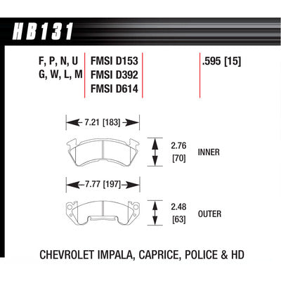 Hawk Brake Pads HB131M595 Full Size GM Magnum Black