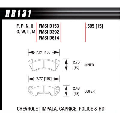 Hawk Brake Pads HB131U595 Full Size GM Magnum DTC-70