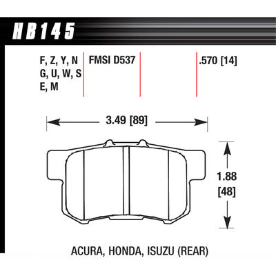 Hawk Brake Pads HB145F570 Performance Street Acura/Honda