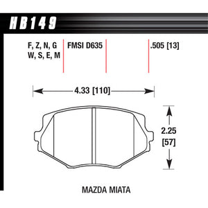 Hawk Brake Pads HB149G505 Front Mazda Miata MX-5 DTC-60