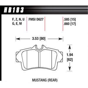 Hawk Brake Pads HB183F660 Performance Street Mustang