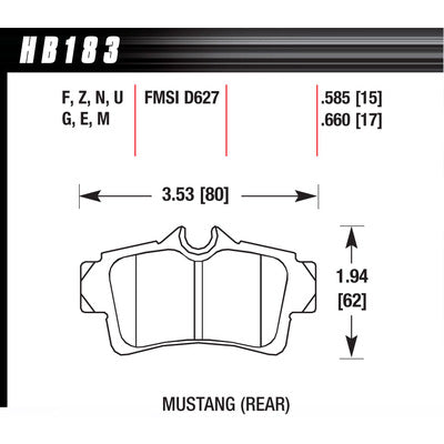 Hawk Brake Pads HB183N585 Performance Street Mustang