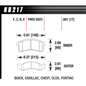 Hawk Brake Pads HB217F681 Performance Street GM