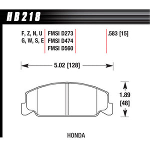 Hawk Brake Pads HB218N583 Performance Street Honda
