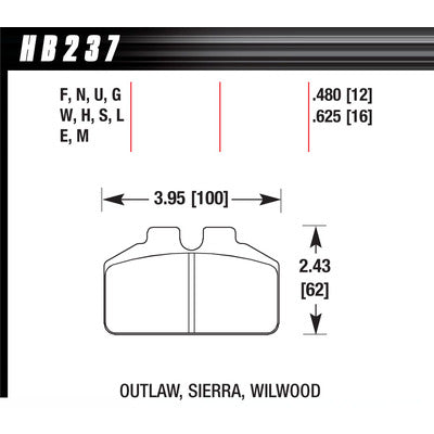 Hawk Brake Pads HB237M625 DL Bridgebolt-Black