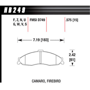 Hawk Brake Pads HB249F575 Performance Street Front GM F-Body