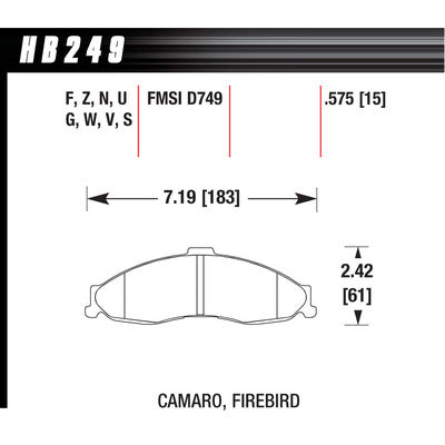 Hawk Brake Pads HB249F575 Performance Street Front GM F-Body