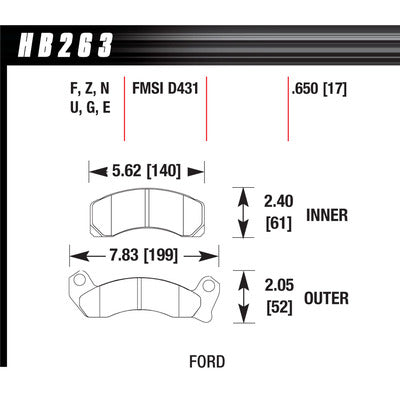 Hawk Brake Pads HB263F650 Performance Street Front Mustang/Thunderbird