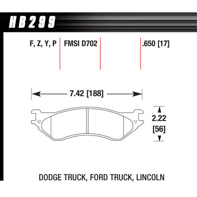 Hawk Brake Pads HB299P650 Performance Street High Torque