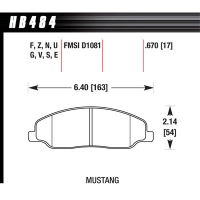 Hawk Brake Pads HB484F670 Performance Street Front Mustang