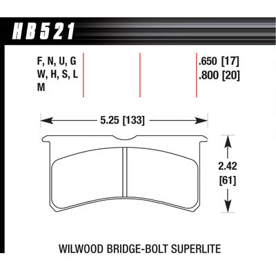 Hawk Brake Pads HB521G800 SL Bridgebolt DTC-60