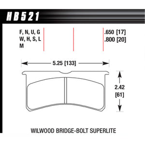 Hawk Brake Pads HB521U800 SL Bridgebolt DTC-70