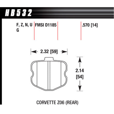 Hawk Brake Pads HB532F570 2006 Corvette ZO6 HPS