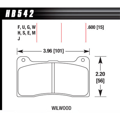 Hawk Brake Pads HB542G600 Billet DynaPro Narrow DTC-60