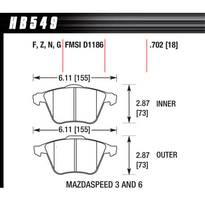 Hawk Brake Pads HB549F702 Performance Street Front Mazda/Volvo