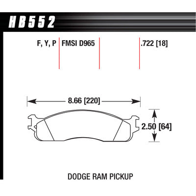 Hawk Brake Pads HB552P722 Performance Street Dodge Truck