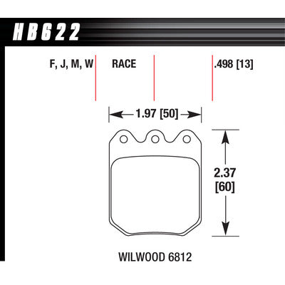 Hawk Brake Pads HB622W490 Wilwood DLS DTC-30 6812